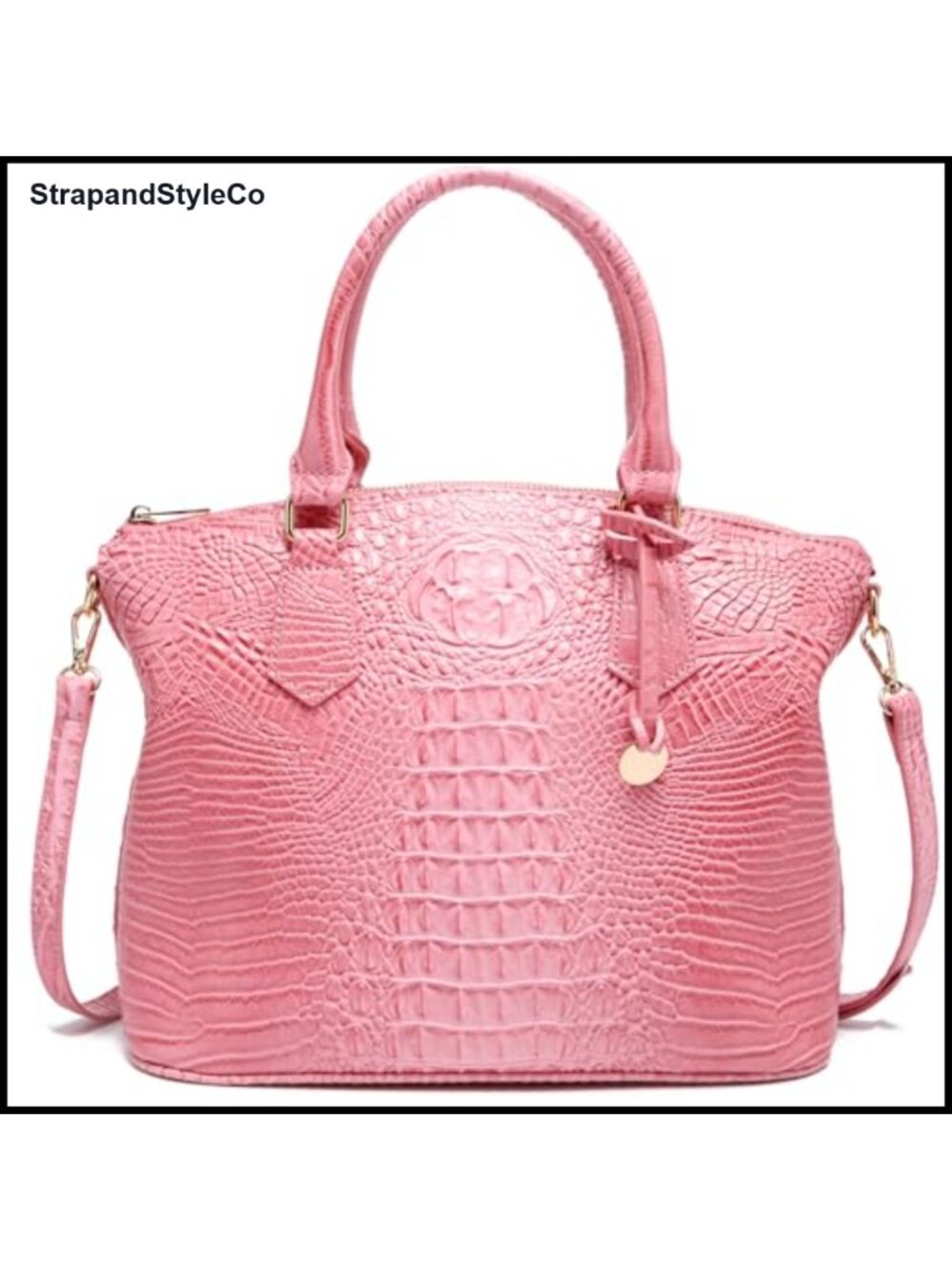 Large Croc Satchel Handbag Vegan Leather Tote with Strap